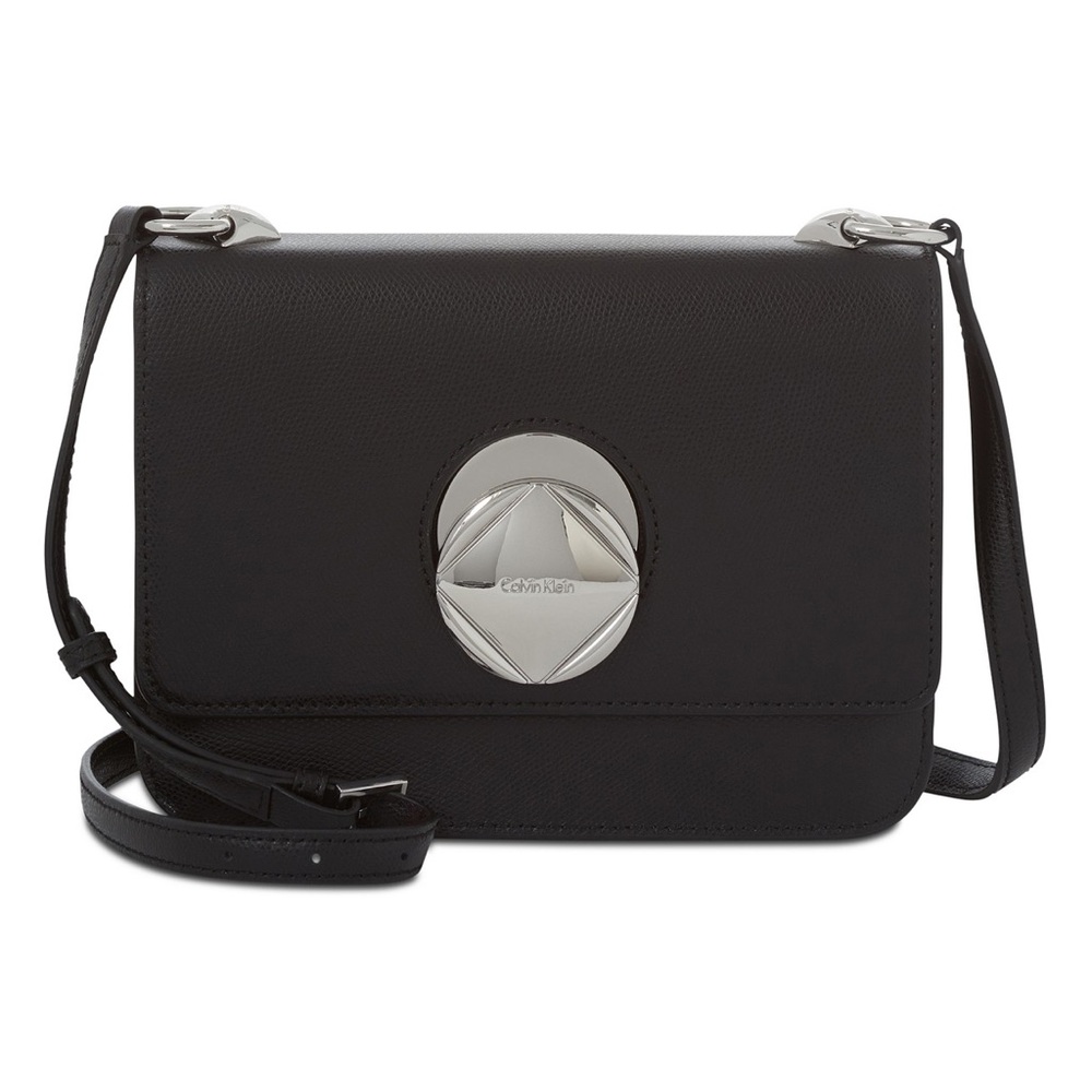 New Calvin Klein women Leather crossbody —Black